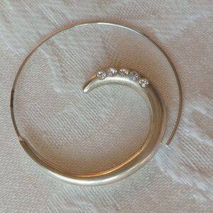 Anthropologie Spiral Hoop Earrings silver matte rhinestone tone